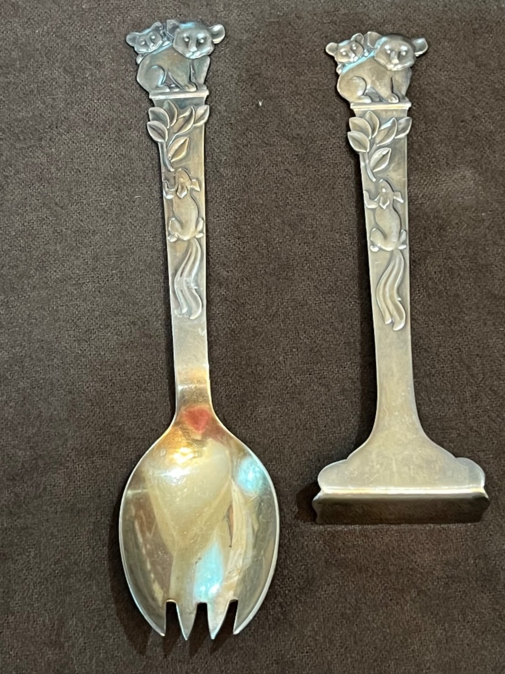 Vintage Carl Cohr DENMARK ATLA Silverplate Child’s Spoon & Food Pusher Set